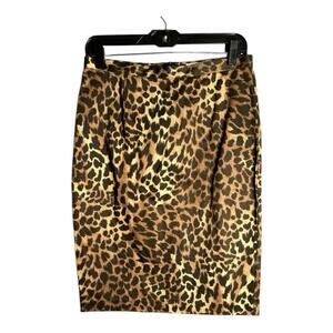 Michael Kors Brown Leopard Pencil Skirt Back Zipper Size 8 Petite